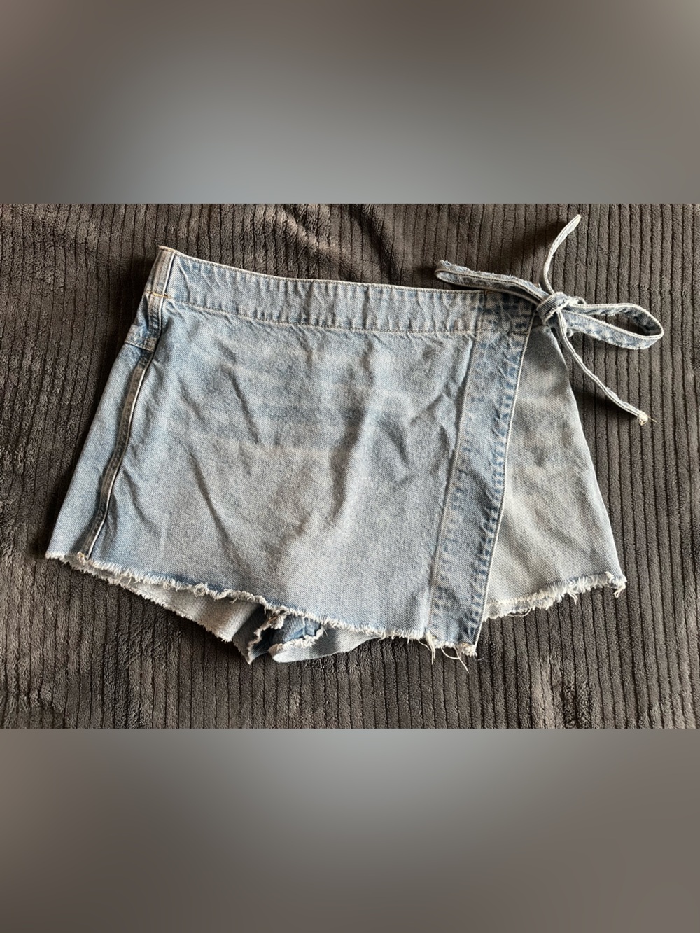 We The Free Light Wash Denim Wrap Skorts with Side Tie | Size 10